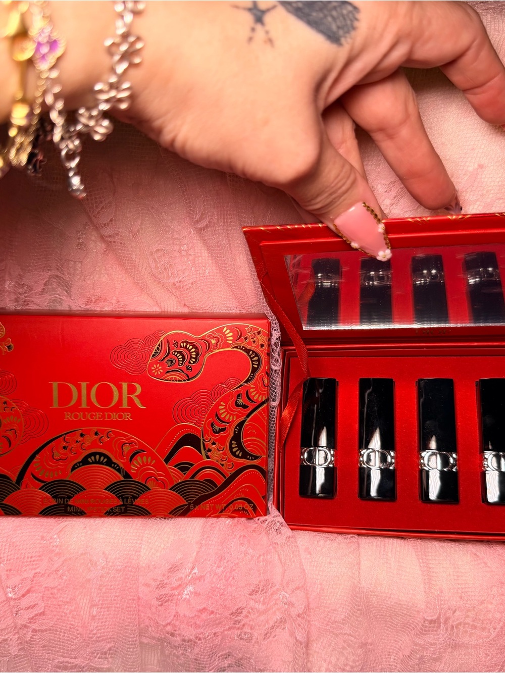 Dior Red Gift Lipstick Set with Black Tubes